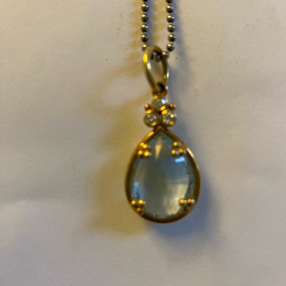 Temple St Clair Aquamarine Gold &  Diamond Pendant - Picture 4 of 15